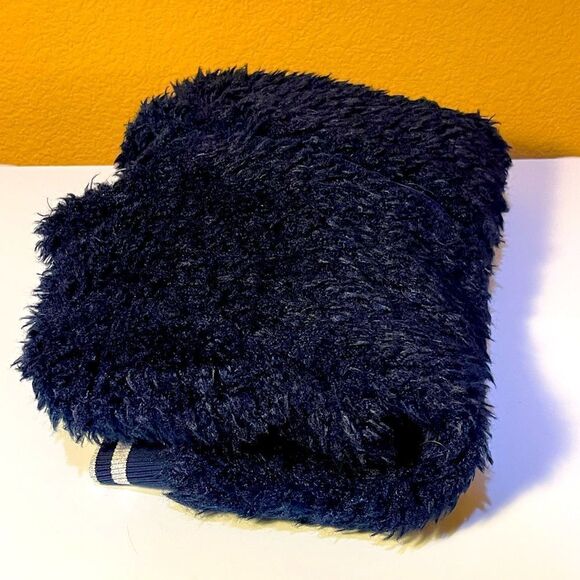 KIDPIK Fuzzy Bomber Jacket Super Dark Navy Almost Black Girls Size 12 L Zip Up - Picture 4 of 10